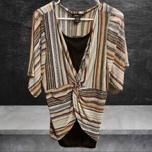 Robert Louis Striped Twist Front Kimono Top Small